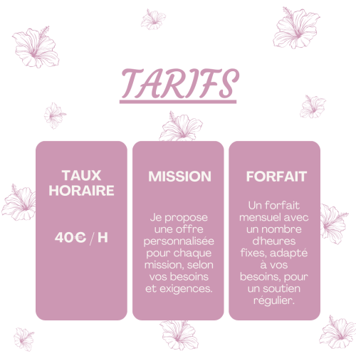 Tableau des tarifs des services d'assistance administrative sur mesure pour optimiser votre organisation et atteindre vos objectifs.